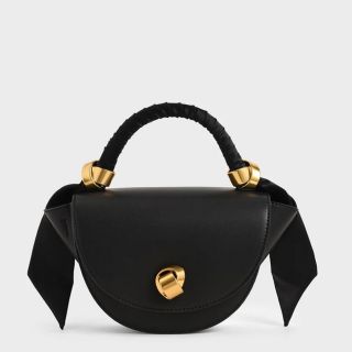 チャールズアンドキース(Charles and Keith)のCharles & Keithサテンプリーツドハーフムーンバッグ （Black）(ショルダーバッグ)