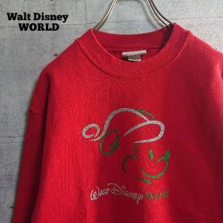 ディズニー(Disney)の【ディズニーワールド】 90s ミッキー スウェット USA製 赤 S(スウェット)