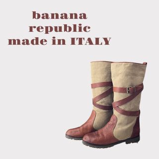 バナナリパブリック(Banana Republic)の[アメリカ古着]バナナリパブリックキャンバス×レザースプリングブーツ23cm(ブーツ)