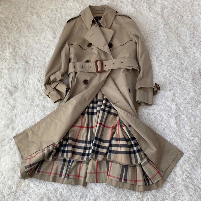 BURBERRY ダブル トレンチコート ライナー付き ノバチェック Lサイズ-