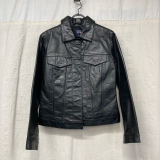 80' GAP レザージャケット 黒レディースM