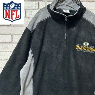 ゆるだぼ NFL フリースプルオーバー 切り替え ロゴ刺繍 ブラック メンズXL(その他)