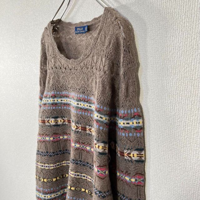 【美品・カシミヤ混】ポロ ラルフローレン ニット セーター フェアアイル柄 花柄