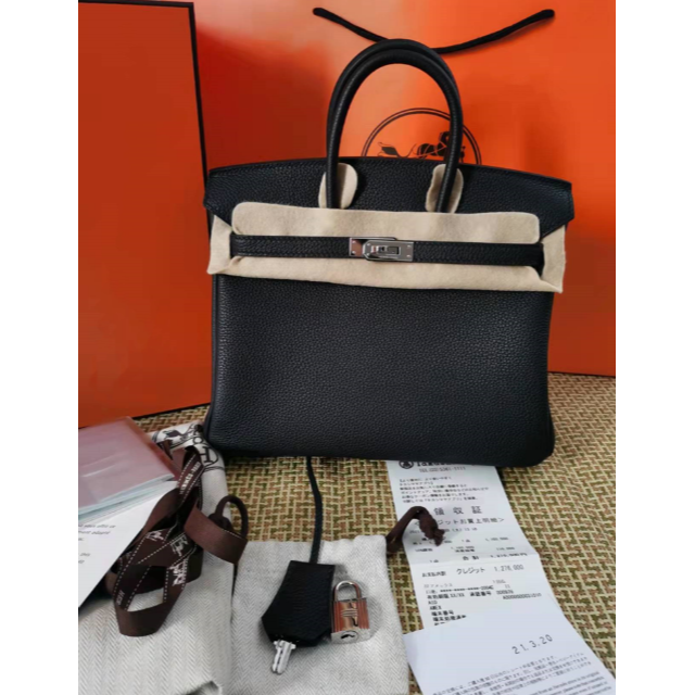 本物品質の Hermes エルメス シルバー金具 バーキン25 ハンドバッグ