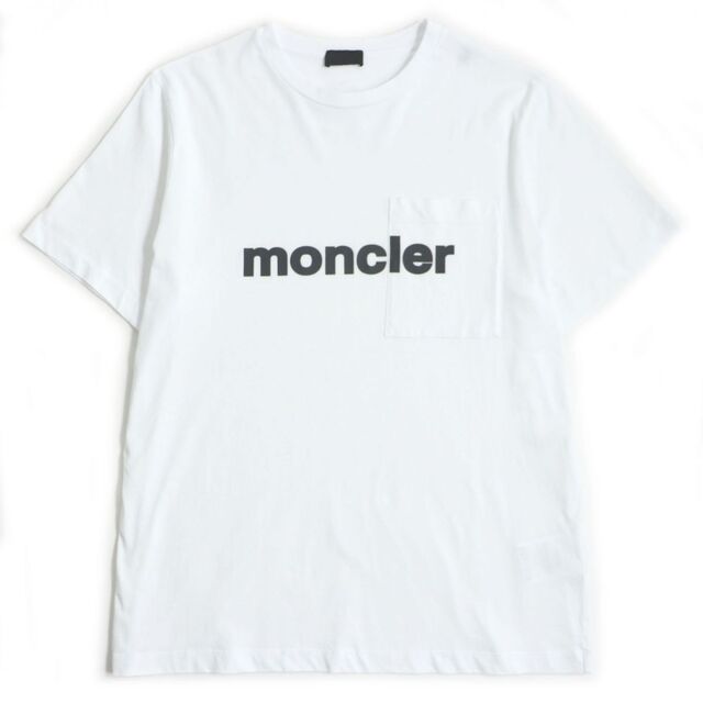 極美品▼21SS MONCLER モンクレール ロゴプリント ポケット・ラバーワッペン付き 半袖 Tシャツ ホワイト L メンズ 正規品