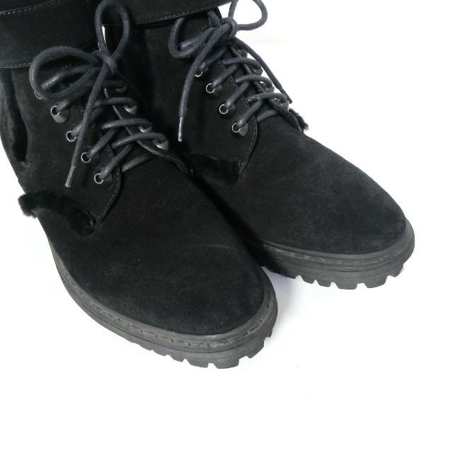 美品 BALENCIAGA スエード ボア レースアップ サイドゴア ブーツ-