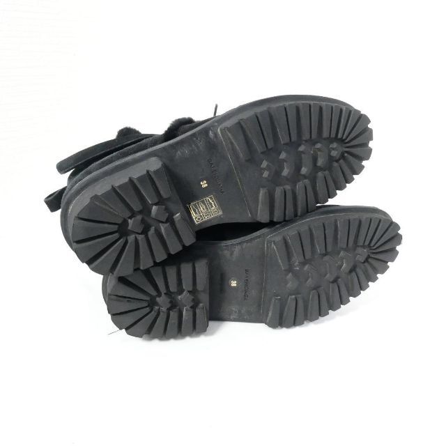 グリーン・ホワイト系 完成品♪ 美品 BALENCIAGA スエード ボア レース