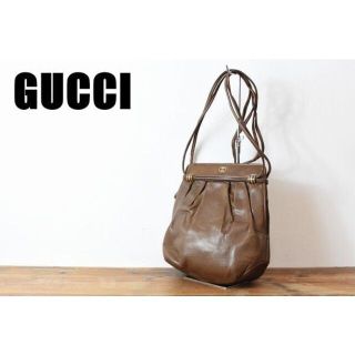 グッチ(Gucci)のMN AD0004 高級 GUCCI グッチ GG ロゴ レザー 巾着(ショルダーバッグ)