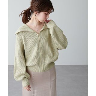 ナチュラルクチュール(natural couture)のナチュラルクチュール　ビッグ衿ジップニットカーデ(カーディガン)