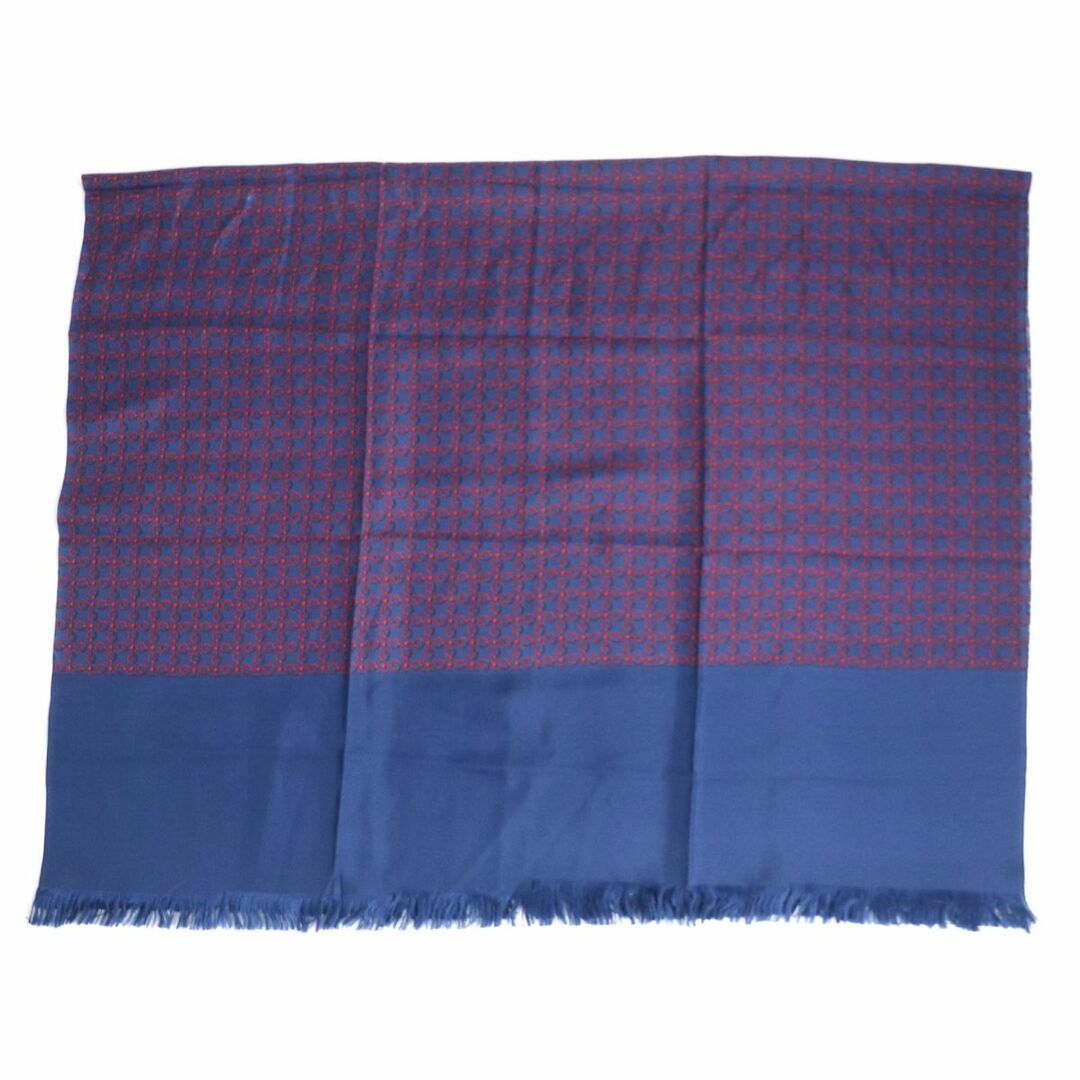 美品□HERMES/エルメス 総柄 シルク100% フリンジ付き 大判ストール