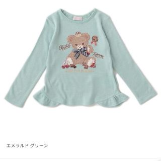 メゾピアノ(mezzo piano)のメゾピアノ　110　クマ×チョコ　アップリケTシャツ(Tシャツ/カットソー)