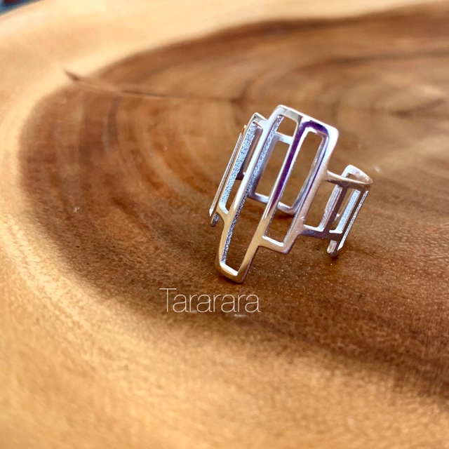 ●silver925 凸凹rectangle ring●金属アレルギー対応 レディースのアクセサリー(リング(指輪))の商品写真