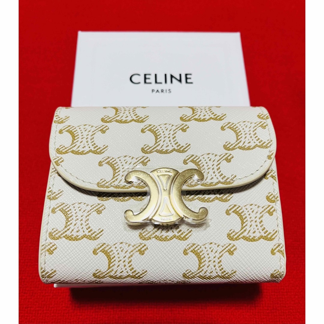 新品本物.定価82500円】CELINE セリーヌ ロゴ　財布　白　ホワイト