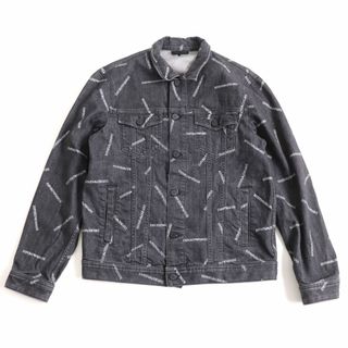 エンポリオアルマーニ(Emporio Armani)の良品□19SS 黒タグ EMPORIO ARMANI/エンポリオアルマーニ ロゴ総柄 コットン ブラックデニムジャケット/ジージャン 54 正規品 メンズ(Gジャン/デニムジャケット)