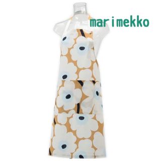 マリメッコ(marimekko)の訳あり　marimekko  マリメッコ   エプロン　ベージュ　ウニッコ　花柄(収納/キッチン雑貨)