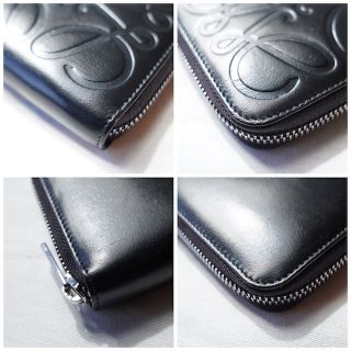 【付属品有】ロエベ 長財布 アナグラム ラウンドジップ ビックロゴ ブラック