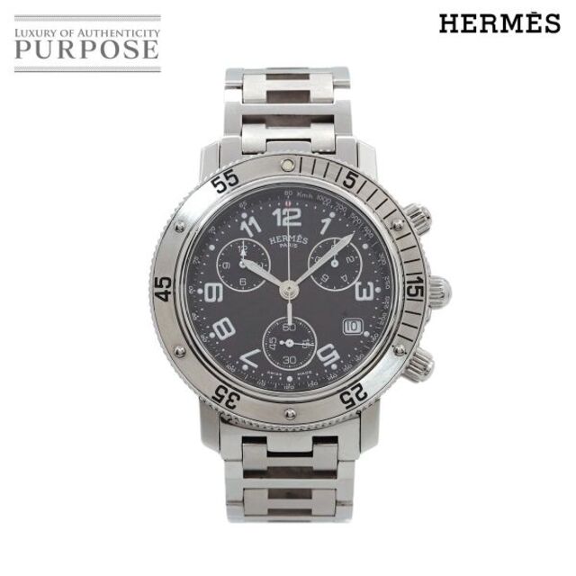 Hermes - エルメス HERMES クリッパー ダイバー クロノグラフ CL2 910 ヴィンテージ メンズ 腕時計 デイト ブラック 文字盤 クォーツ VLP 90182891