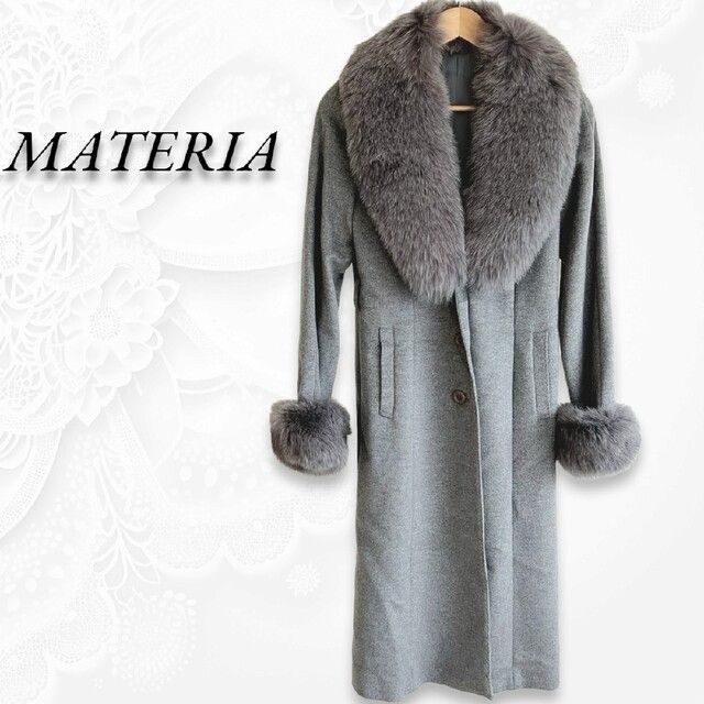 MATERIA MILANO ノーカラー ファー コート-