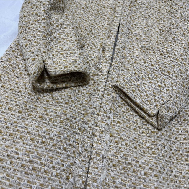 アンタイトル　UNTITLE ノーカラージャケット　ロングコート　ツイード約76cm袖丈