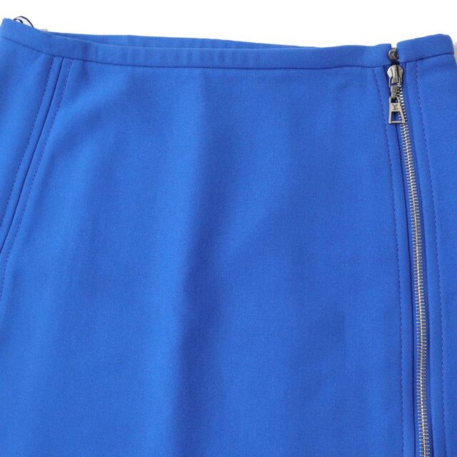 LOUIS VUITTON(ルイヴィトン)の美品◎正規品 フランス製 LOUIS VUITTON ルイヴィトン レディース ロゴジップ 台形 ミニスカート ブルー 青 36 レディースのスカート(ミニスカート)の商品写真