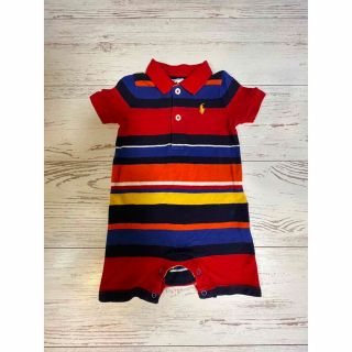 ラルフローレン(Ralph Lauren)のラルフローレン　カラフルボーダーポロカバーオールsize60(カバーオール)