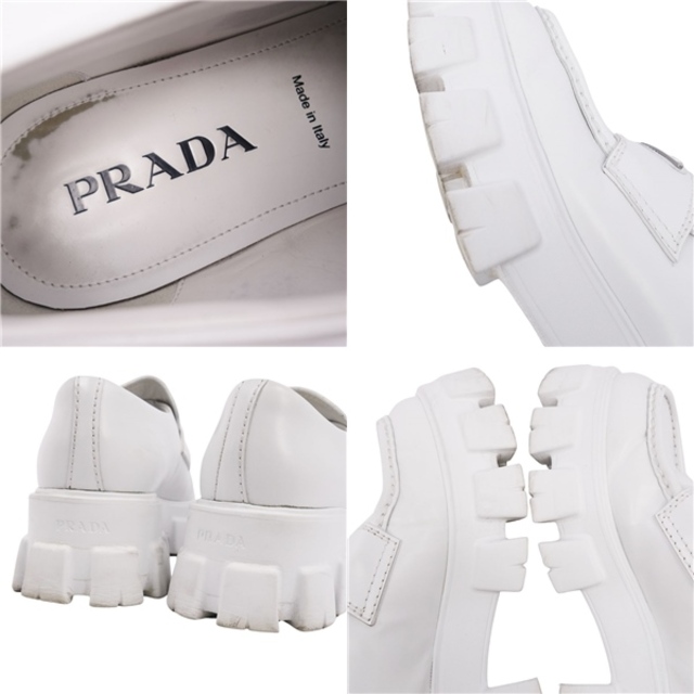 プラダ PRADA ローファー モノリス ブラッシュドレザー 三角ロゴプレート シューズ 靴 メンズ イタリア製 6 1/2(27cm相当) ホワイト