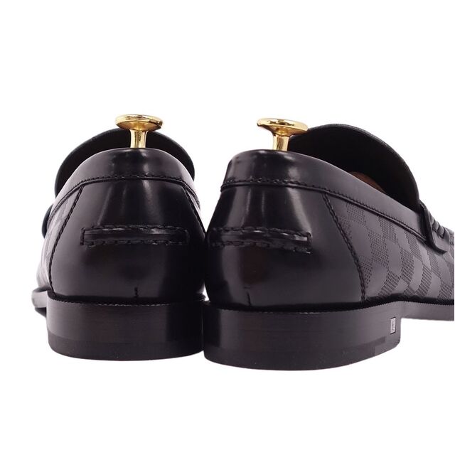 LOUIS VUITTON(ルイヴィトン)の未使用 ルイヴィトン LOUIS VUITTON ローファー コインローファー ダミエ カーフレザー シューズ 靴 メンズ イタリア製 8M(26.5cm相当) ブラック メンズの靴/シューズ(ドレス/ビジネス)の商品写真