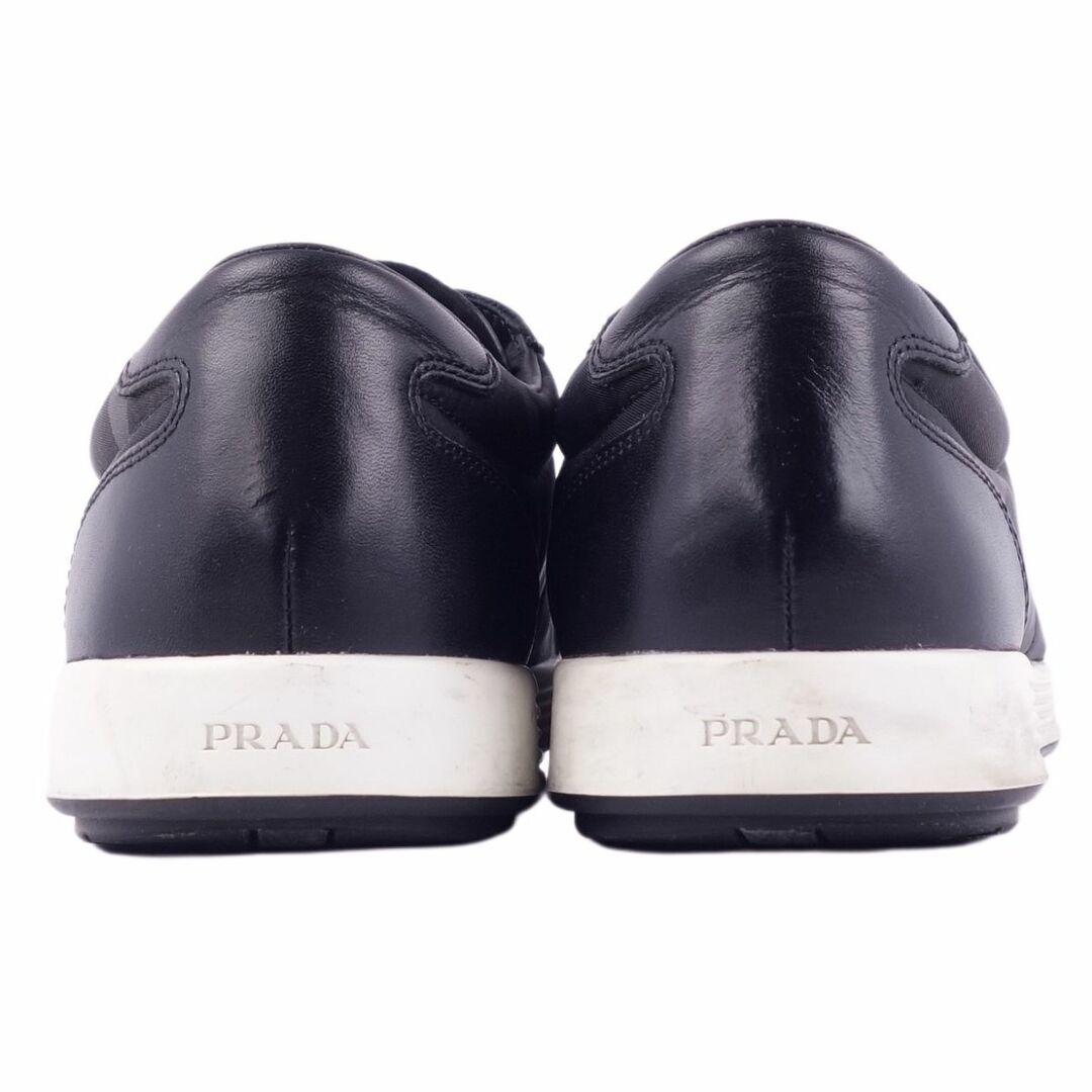 美品 プラダ スポーツ PRADA SPORT スニーカー ローカット レースアップ 迷彩柄 ナイロン レザー シューズ メンズ 8(27cm相当) ブラック/ネイビー/グレー