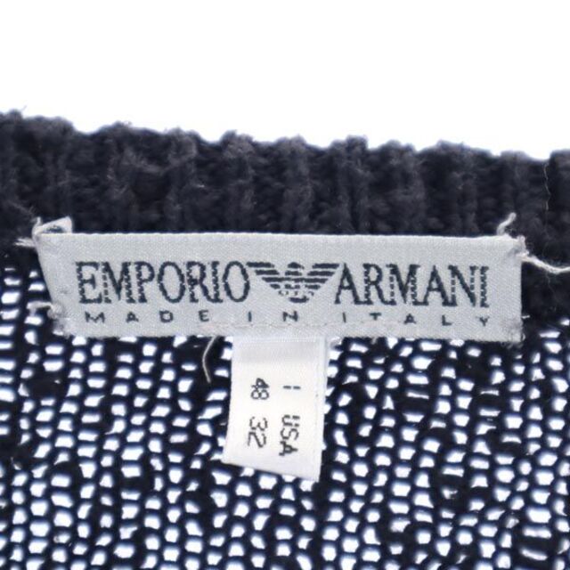 エンポリオアルマーニ ロゴ刺繍 ニット M ブラック Emporio Armani 長袖 セーター メンズ   【230227】