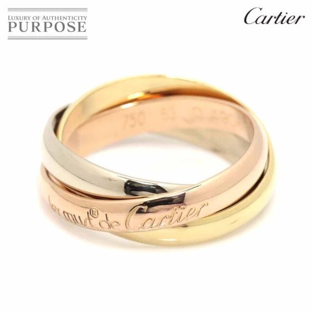 返品不可】 3連 PG WG YG K18 MM リング #53 トリニティ Cartier