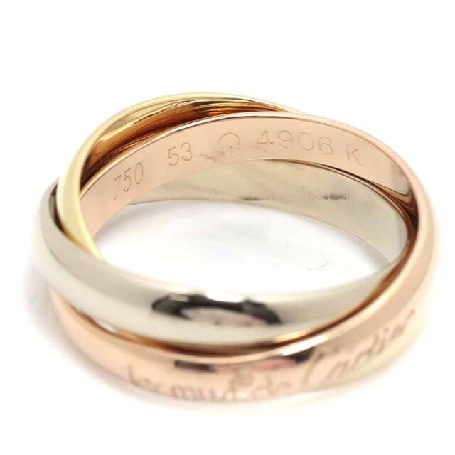 カルティエ Cartier トリニティ #53 リング MM K18 YG WG PG 3連