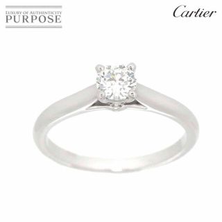 カルティエ(Cartier)のカルティエ Cartier ソリテール ダイヤ 0.30ct H/VVS2/3EX #48 リング Pt プラチナ 指輪【証明書・鑑定書付き】VLP 90179913(リング(指輪))