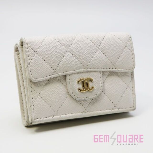 CHANEL - シャネル マトラッセ AP0230 3つ折り財布 白 キャビア 中古
