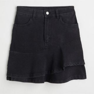 エイチアンドエム(H&M)のh&m フラウンスデニムスカート　32 xs 新品未使用タグ付き(ミニスカート)