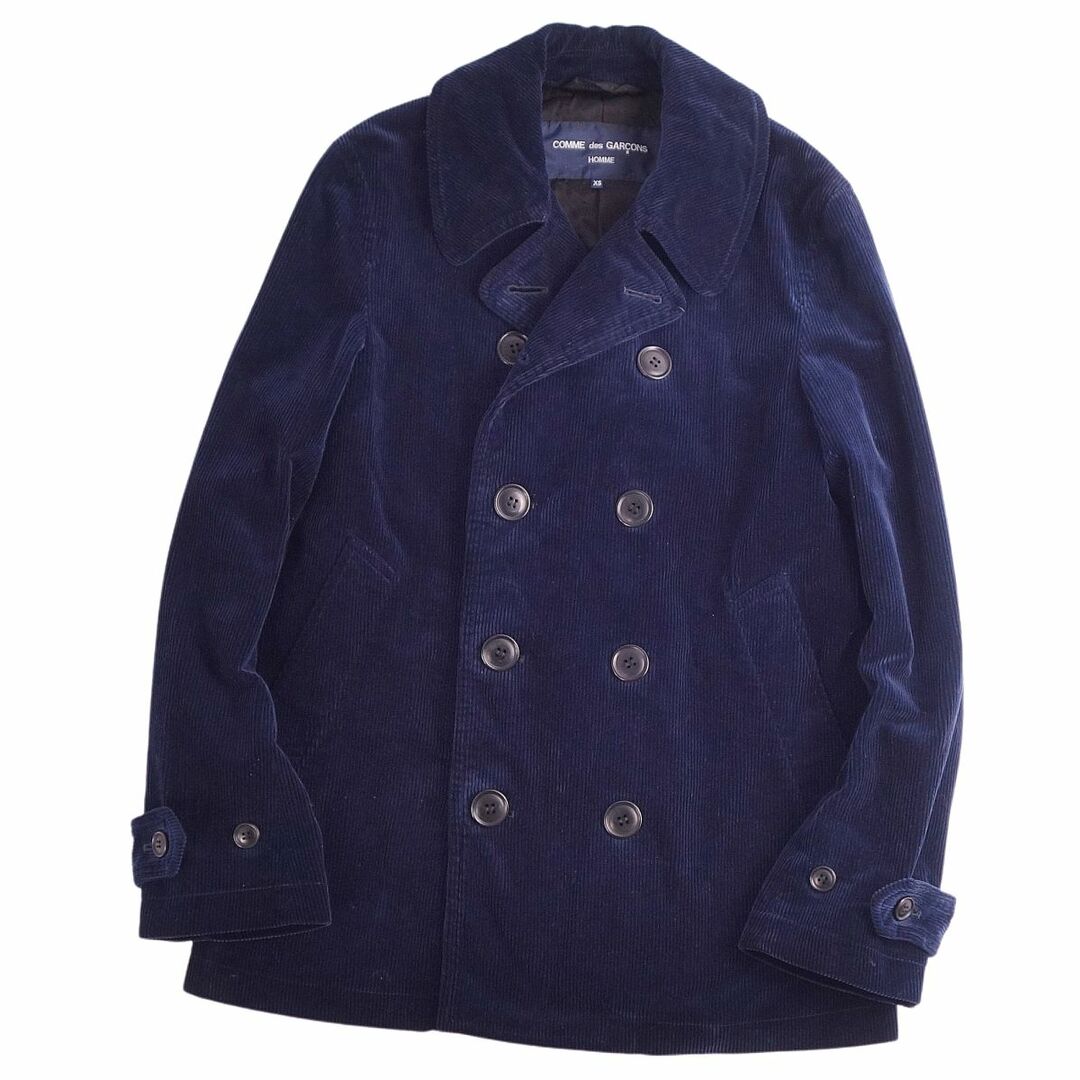 コムデギャルソンオム COMME des GARCONS HOMME Pコート ジャケット コーデュロイ ダブルブレスト コットン アウター メンズ XS ネイビー | フリマアプリ ラクマ