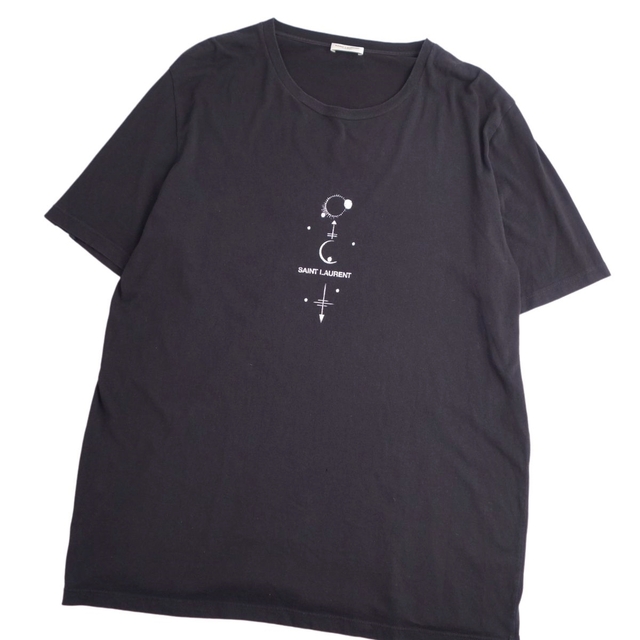 SALOMON(サロモン)のサンローラン パリ SAINT LAURENT PARIS Tシャツ カットソー 半袖 ロゴ柄 コットン トップス メンズ M ブラック/ホワイト メンズのトップス(Tシャツ/カットソー(半袖/袖なし))の商品写真