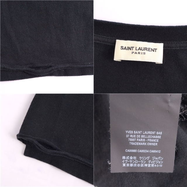 SALOMON(サロモン)のサンローラン パリ SAINT LAURENT PARIS Tシャツ カットソー 半袖 ロゴ柄 コットン トップス メンズ M ブラック/ホワイト メンズのトップス(Tシャツ/カットソー(半袖/袖なし))の商品写真