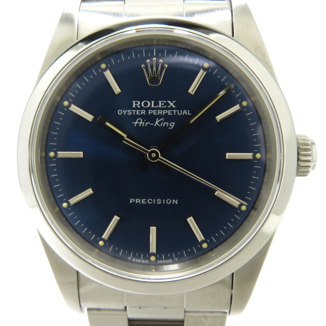 【新品仕上げ済】ROLEX エアキング 自動巻き SS ブルー文字盤 T番