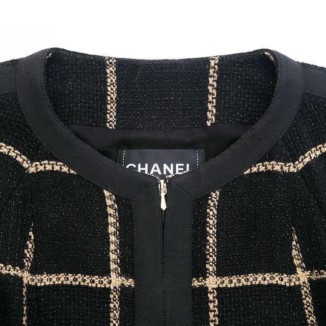 シャネル CHANEL ツイード ノーカラー ジャケット