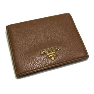 プラダ(PRADA)のPRADA 二つ折り コンパクト財布 レザー ブラウン 1MV204(財布)