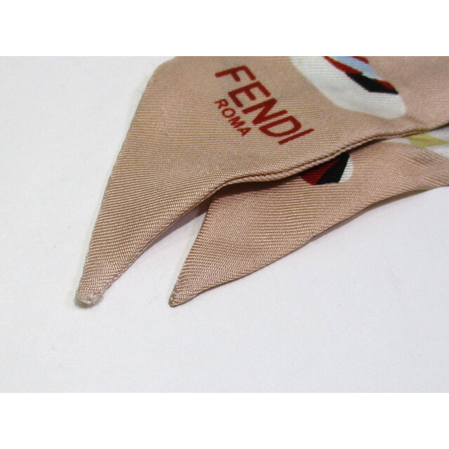 FENDI - FENDI ラッピー リボンスカーフ ロゴ ベージュ系 マルチ FENDI - FENDI ラッピー リボンスカーフ ロゴ ベージュ系 マルチ