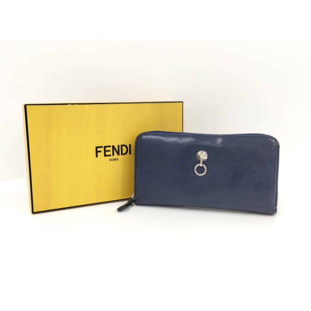 FENDI - FENDI ラウンドファスナー 長財布 バイザウェイ レザー ブルー