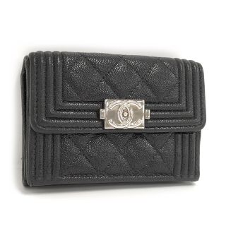 シャネル(CHANEL)のCHANEL 三つ折り財布 ボーイシャネル レザー キャビアスキン ココマーク(財布)