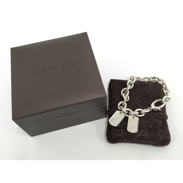 GUCCI チェーンブレスレット ダブル ドッグタグ プレート SV925