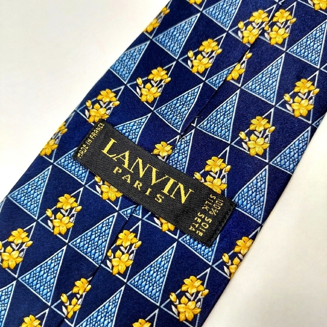 LANVIN - 154【LANVIN】ランバン ネクタイ 紺×青×鱗模様×花柄の通販 by
