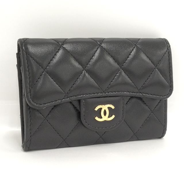 CHANEL カードケース マトラッセ ココマーク レザーブラック AP0214