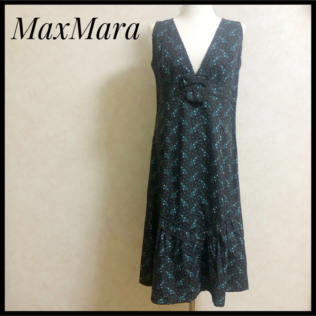 美品！MaxMara 【白タグ】 ノースリーブワンピース 藤の花　230566