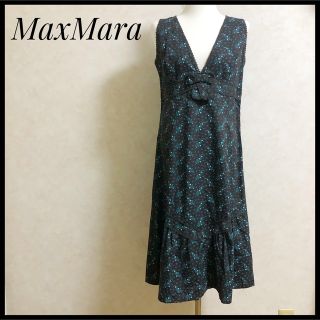 マックスマーラ(Max Mara)のMaxMara 小花柄 ノースリーブ ワンピース マックスマーラ　Aライン(ひざ丈ワンピース)