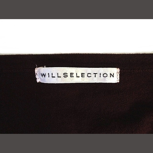 WILLSELECTION(ウィルセレクション)のウィルセレクション カーディガン 長袖 薄手 フラワー刺繍 ビジュー 茶 M レディースのトップス(カーディガン)の商品写真