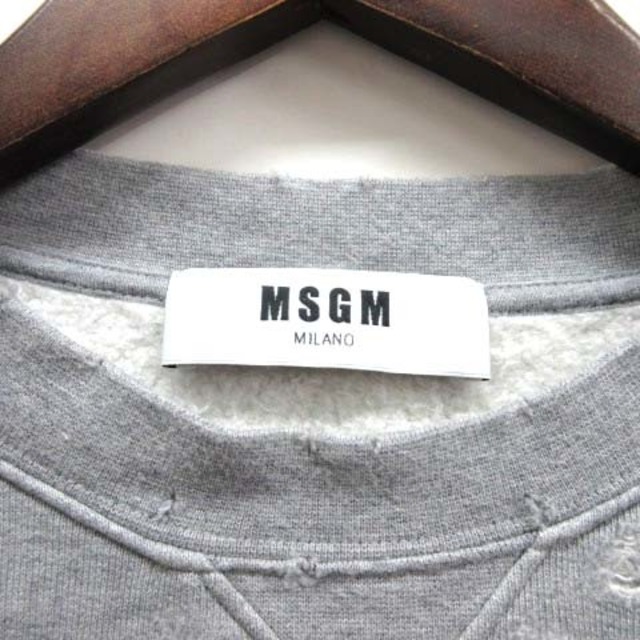 エムエスジーエム MSGM ダメージ加工 スウェット クルー トレーナー グレー